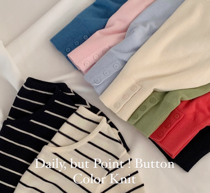 Button Color Knit Top