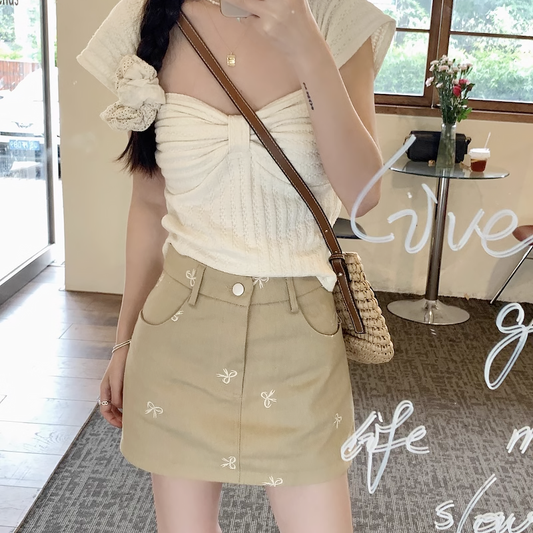 Caramel Ribbon A-Line Skirt